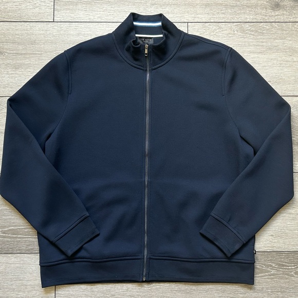 Ted Baker Tymos Navy Zip Up Sweatshirt Size 7 US SIZE 3XL - Picture 1 of 12